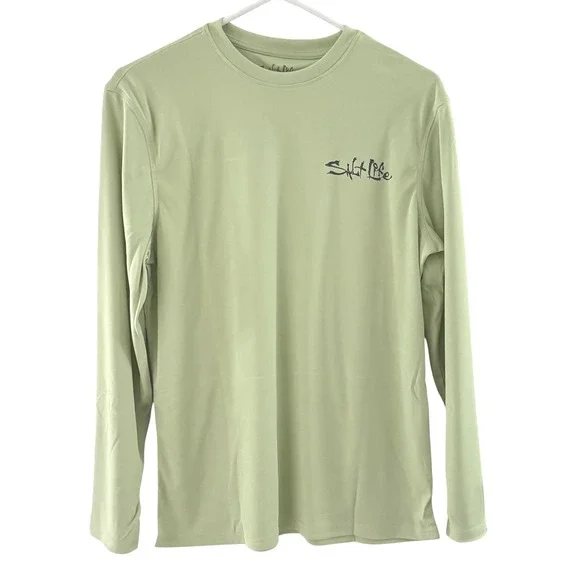 New Salt Life Performance Shirt Mens Small Green Long Sleeve UVapor UPF 50 - Picture 3 of 10